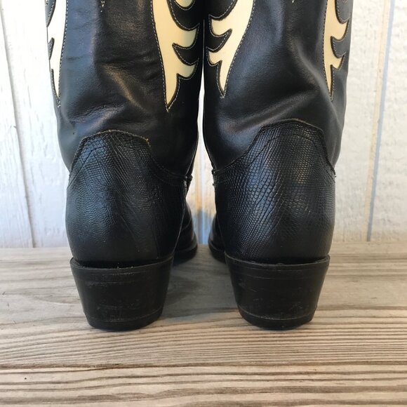 Diamond J Lizard Print Womens Black Leather Cowboy Western Boots 7 B 7034L - Picture 5 of 14